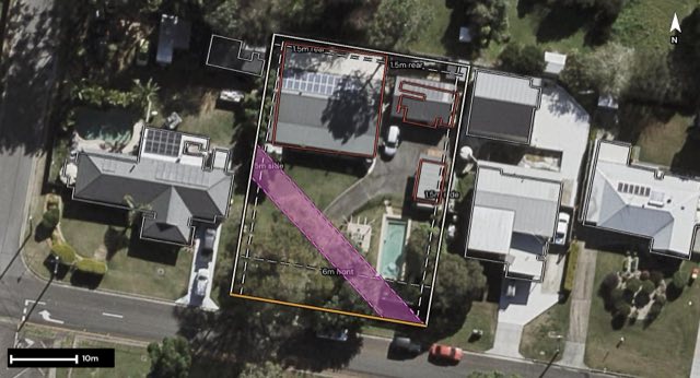Aerial of 20 Brisbane Street, Churchill QLD 4305 with the block outlined