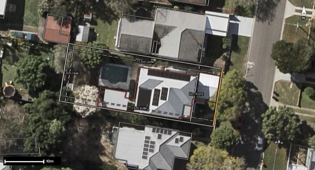 Aerial of 20 Palomar Parade, Wavell Heights QLD 4012 with the block outlined