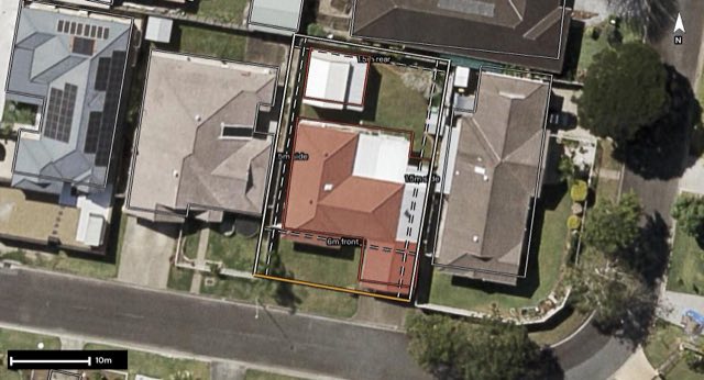 Aerial of 20 Parklands Circuit, Boondall QLD 4034 with the block outlined