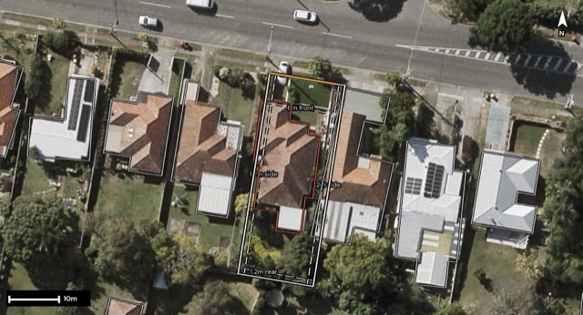 Aerial of 204 Hamilton Road, Wavell Heights QLD 4012 with the block outlined