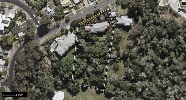 Aerial of 207-211 Daisy Hill Road, Daisy Hill QLD 4127 with the block outlined
