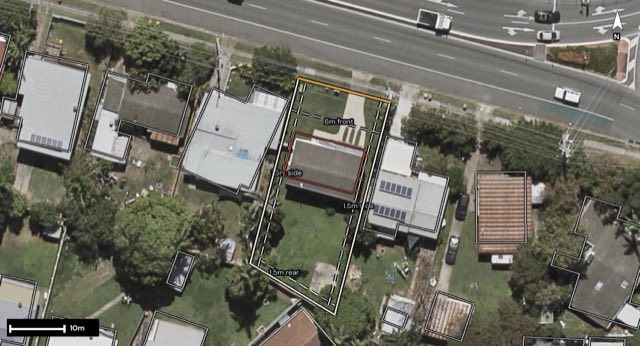Aerial of 207 Klingner Road, Kippa-Ring QLD 4021 with the block outlined
