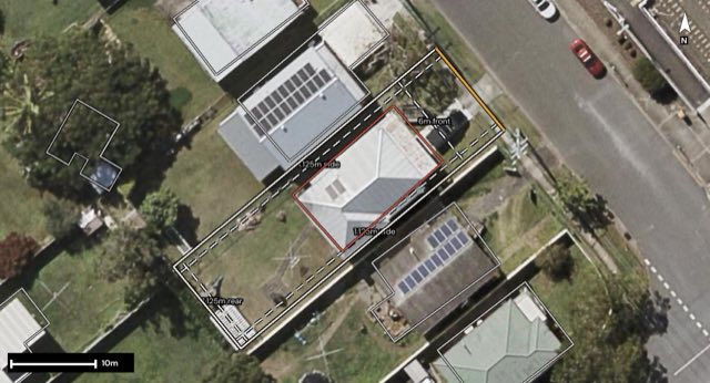 Aerial of 209 Aberdeen Parade, Boondall QLD 4034 with the block outlined