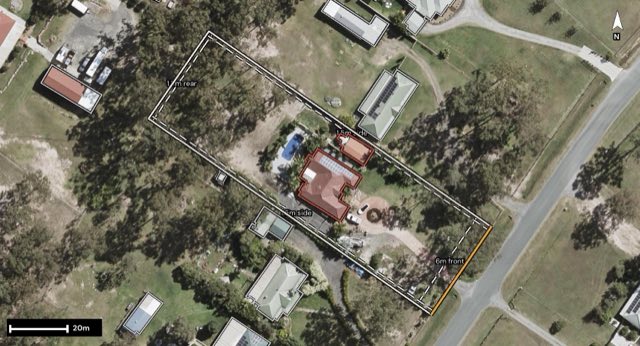 Aerial of 21-23 Myrtle Road, Jimboomba QLD 4280 with the block outlined