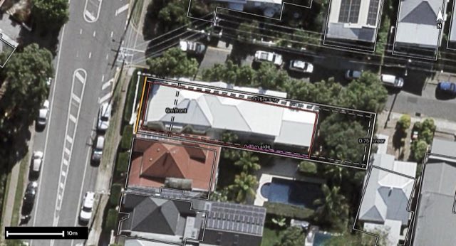 Aerial of 21 Collingwood Street, Paddington QLD 4064 with the block outlined