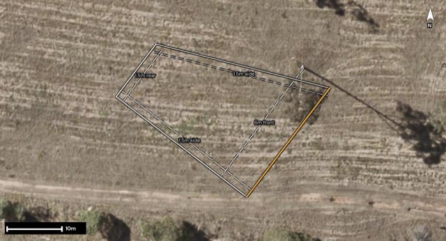 Aerial of 21 Compass Road, FLAGSTONE QLD 4280 with the block outlined