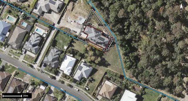 Aerial of 21 Diamantina Circuit, Pacific Pines QLD 4211 with the block outlined