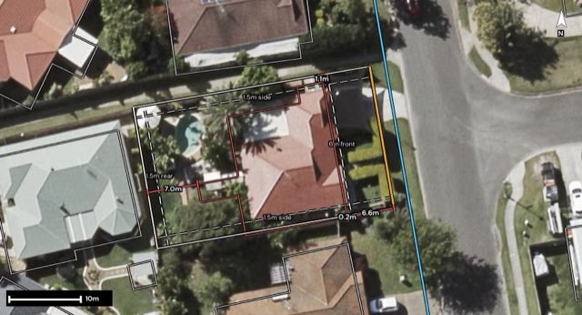 Aerial of 21 Doolan Street, Ormeau QLD 4208 with the block outlined