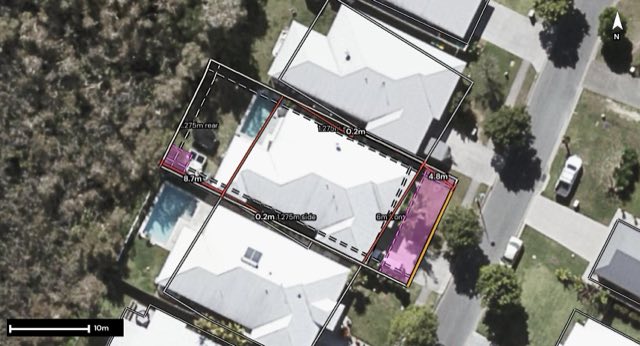 Aerial of 21 Gainsborough Crescent, Peregian Springs QLD 4573 with the block outlined