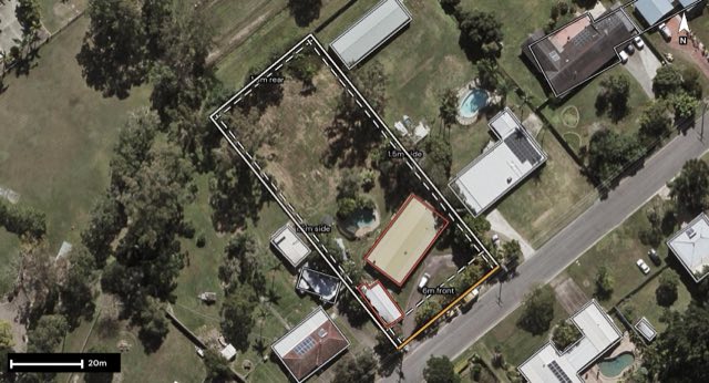 Aerial of 21 May Street, Deception Bay QLD 4508 with the block outlined