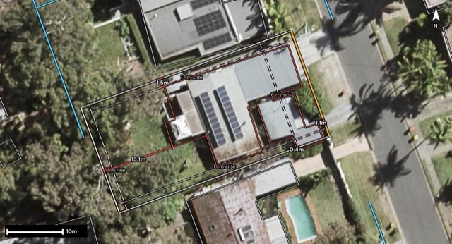 Aerial of 21 Regency Place, Mudgeeraba QLD 4213 with the block outlined