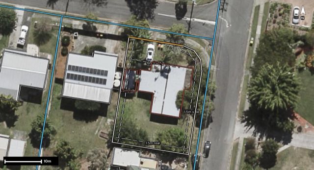 Aerial of 21 Romilda Street, Woodridge QLD 4114 with the block outlined