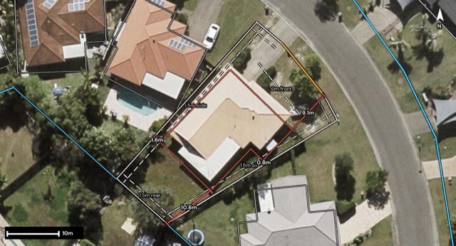Aerial of 21 Saint Stephens Drive, Upper Coomera QLD 4209 with the block outlined