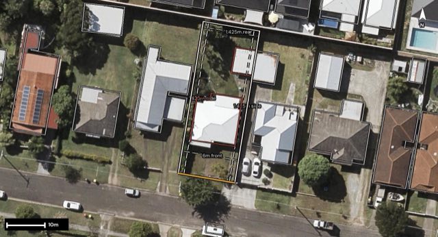 Aerial of 21 Weenga Street, Geebung QLD 4034 with the block outlined