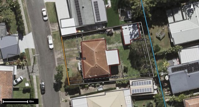 Aerial of 21 Westgate Avenue, Springwood QLD 4127 with the block outlined