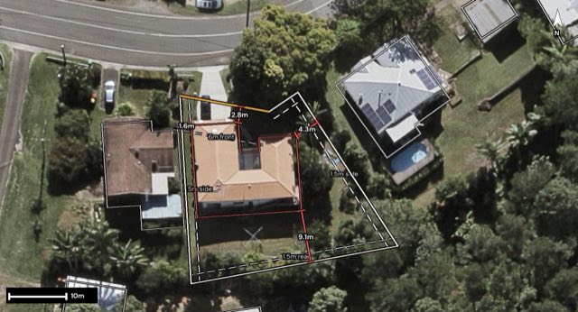 Aerial of 212 Panorama Drive, Rosemount QLD 4560 with the block outlined