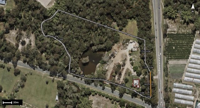 Aerial of 216-232 Third Avenue, Marsden QLD 4132 with the block outlined