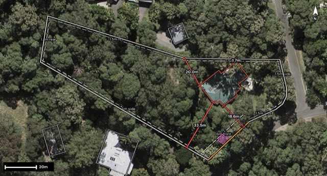 Aerial of 22-26 Gordon Drive, Tanawha QLD 4556 with the block outlined