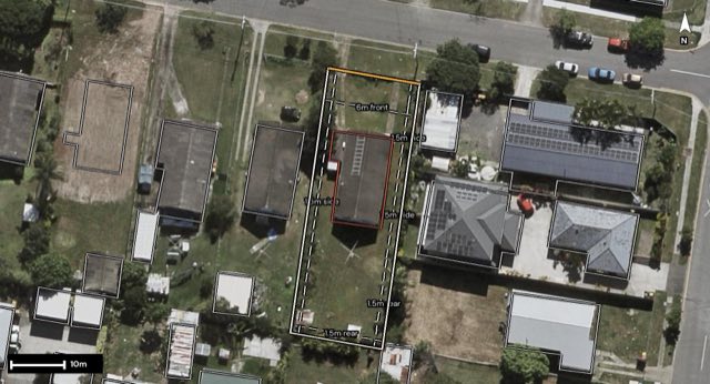 Aerial of 22 Amherst Street, Acacia Ridge QLD 4110 with the block outlined