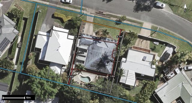 Aerial of 22 Babirra Street, Hope Island QLD 4212 with the block outlined