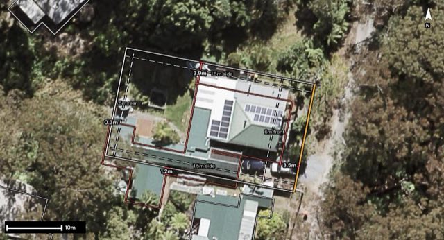 Aerial of 22 Canyon Parade, Springbrook QLD 4213 with the block outlined