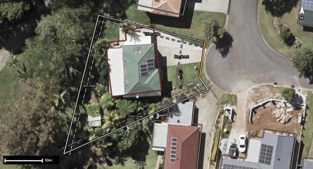 Aerial of 22 Chateau Street, Carseldine QLD 4034 with the block outlined