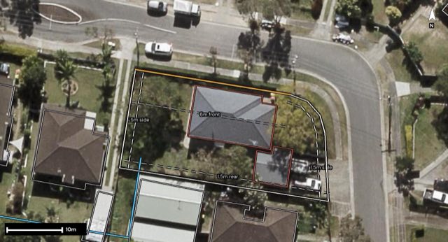 Aerial of 22 Cherry Street, Logan Central QLD 4114 with the block outlined