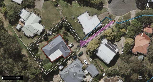 Aerial of 22 Helisma Court, Mount Warren Park QLD 4207 with the block outlined