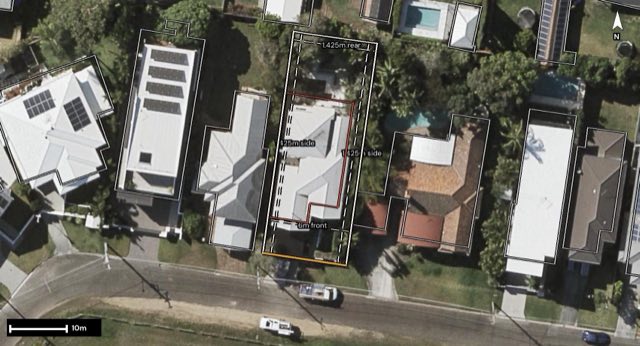 Aerial of 22 Huet Street, Wavell Heights QLD 4012 with the block outlined