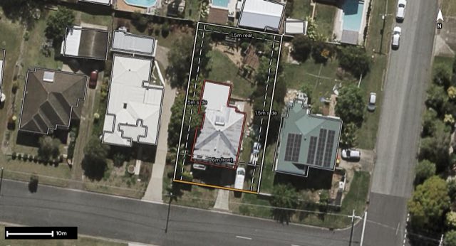 Aerial of 22 Idolwood Street, Eastern Heights QLD 4305 with the block outlined