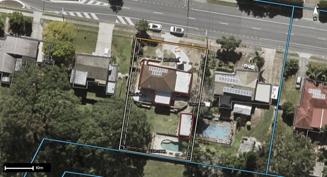 Aerial of 22 Lyndale Street, Shailer Park QLD 4128 with the block outlined