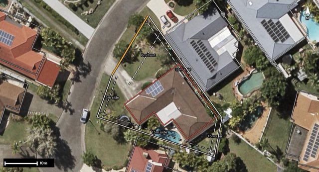 Aerial of 22 Mayfair Place, Boondall QLD 4034 with the block outlined