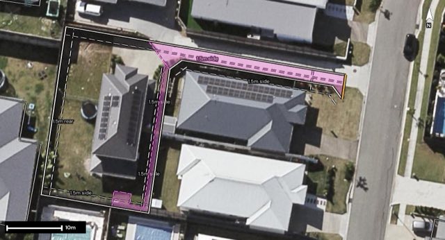 Aerial of 22 Rand Place, Bridgeman Downs QLD 4035 with the block outlined