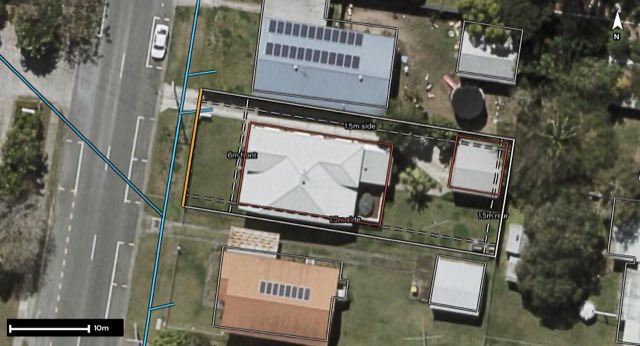 Aerial of 22 Yalburu Street, Beenleigh QLD 4207 with the block outlined