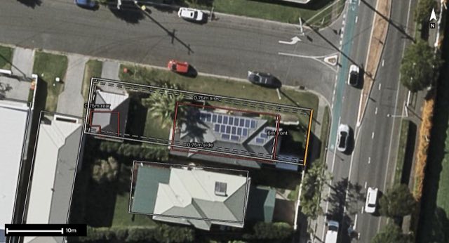 Aerial of 224 Nudgee Road, Hendra QLD 4011 with the block outlined