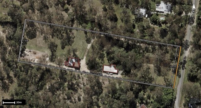 Aerial of 23-31 Sharton Avenue, Buccan QLD 4207 with the block outlined