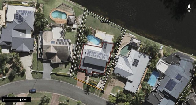 Aerial of 23 Baikal Place, Westlake QLD 4074 with the block outlined