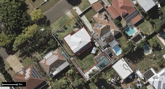Aerial of 23 Penhill Street, Nudgee QLD 4014 with the block outlined