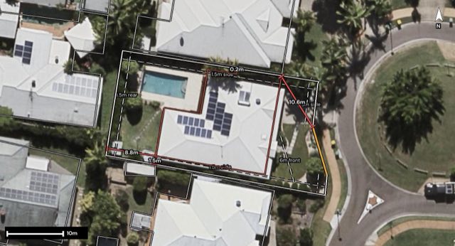 Aerial of 23 Rainsford Place, Buderim QLD 4556 with the block outlined