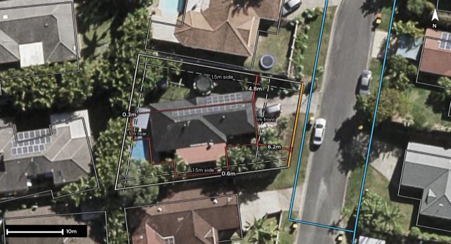 Aerial of 23 Sugarglider Lane, Mudgeeraba QLD 4213 with the block outlined