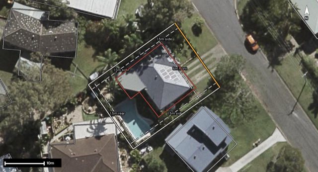 Aerial of 233 Bapaume Road, Holland Park West QLD 4121 with the block outlined