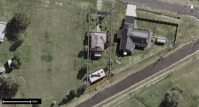 Aerial of 2330 Warrego Highway, Haigslea QLD 4306 with the block outlined