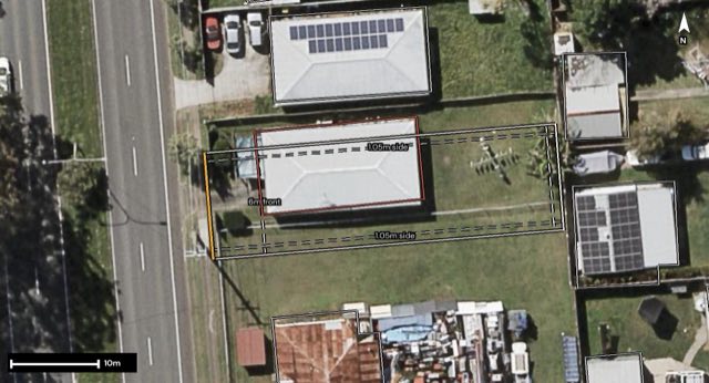 Aerial of 2365 Sandgate Road, Boondall QLD 4034 with the block outlined