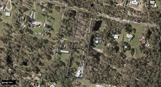 Aerial of 238-246 Amber Crescent, Jimboomba QLD 4280 with the block outlined