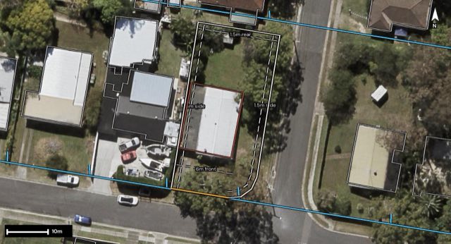 Aerial of 24 Girralong Street, Eagleby QLD 4207 with the block outlined