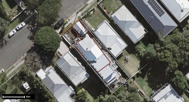 Aerial of 24 Vincent Street, Auchenflower QLD 4066 with the block outlined