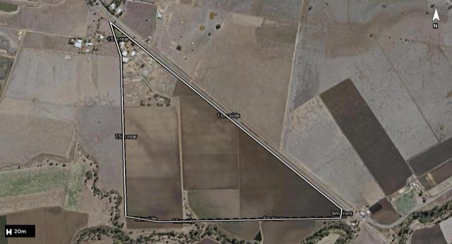 Aerial of 240 Mahons Road, Coominya QLD 4311 with the block outlined