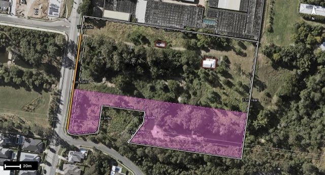 Aerial of 242 Canvey Road, Upper Kedron QLD 4055 with the block outlined