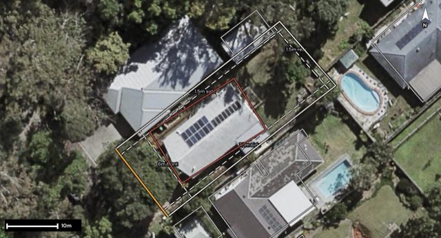 Aerial of 25 Belford Street, Kenmore QLD 4069 with the block outlined