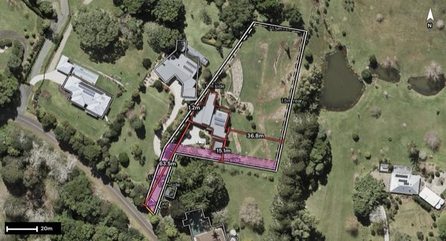 Aerial of 25 Gardners Lane, North Maleny QLD 4552 with the block outlined